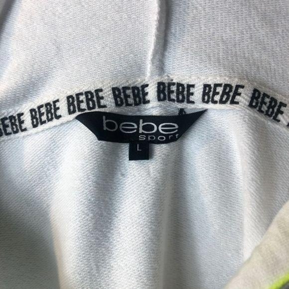 Bebe Sport Pullover Hoodie Sweater White Yellow L - Picture 4 of 8